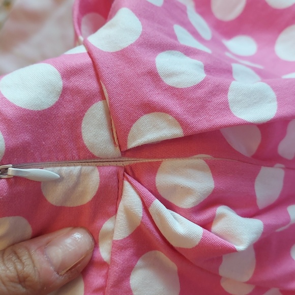 Pink swing skirt with white polka dots- Size Small - Picture 5 of 10